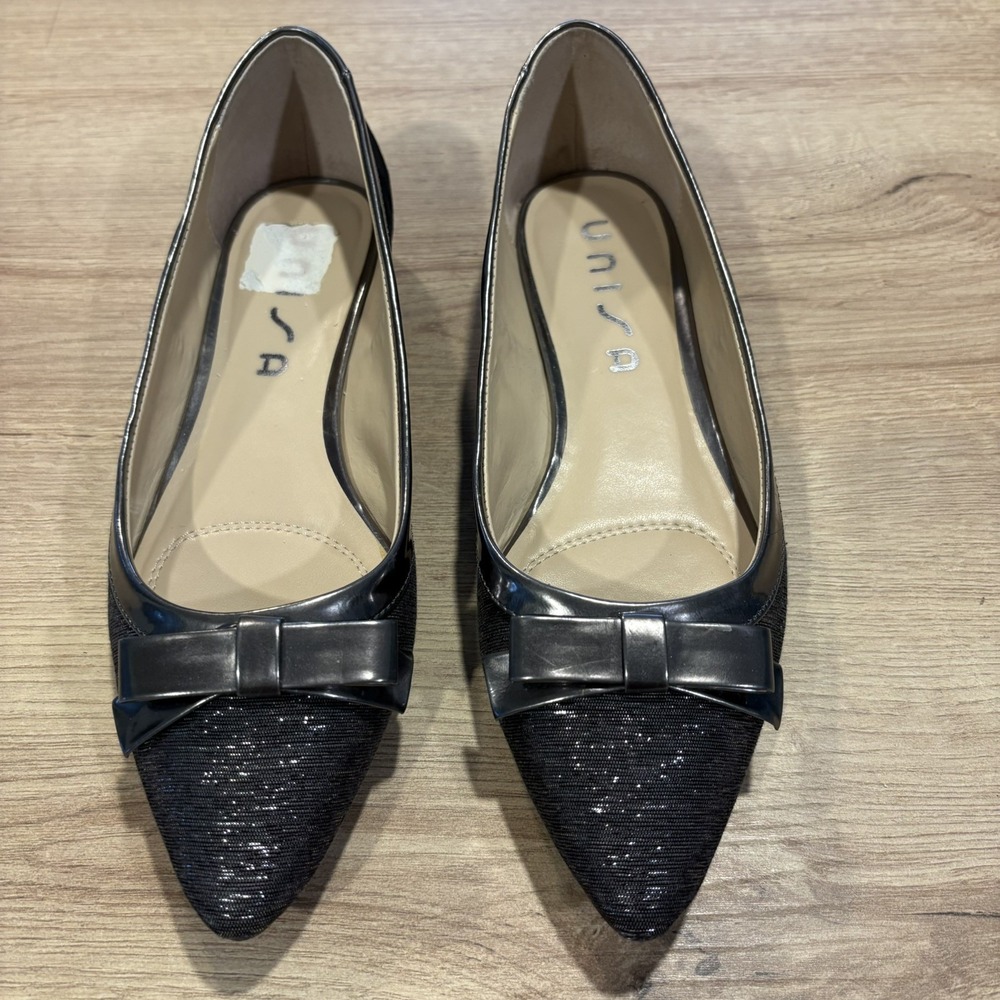 UNISA womens black/silver multi‎ fabric Flat Women's Shoes 7.5 M